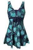 Ecupper Badeanzug Damen Elegant Einteiliger Badeanzug mit Brustpolster Badeanzugkleid mit...