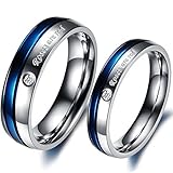 JewelryWe Schmuck 1 Paar Edelstahl Roses Are red Partnerringe Freundschaftsringe...