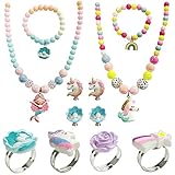 VEGCOO Kinderschmuck, 2 Stück Kinderkette Mädchen 2 Stück Armband Mädchen 4...