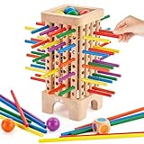 Montessori Spiel Brettspiel aus Holz, Würfelspiel für die Familie, 42 Stück...