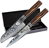 Wolfblood Damastmesser-Set 2er (24cm) Profi-Damast-Küchenmesser aus 67 Lagen...