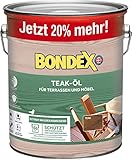 Bondex Teak Öl Teak 3 L für 66 m² | Extrem wasserabweisend | Schützt vor Rissbildung...