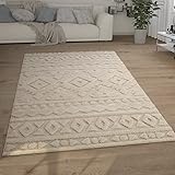 Paco Home Hochflor Teppich Wohnzimmer Shaggy 3D Optik Ethno Boho Vintage Look...