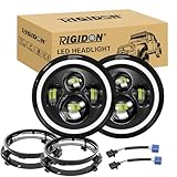 RIGIDON 2x 7 Zoll Runde Scheinwerfer Mit Rundring Halterung, 50W 5000LM...