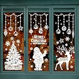 104 Stück große Weihnachts-Fensteraufkleber, weiß, doppelseitig, Fensterdekoration,...