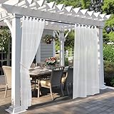 PONY DANCE Outdoorvorhang Weiß Transparent 2er Set H 243 x B 137 cm Leinenoptik...