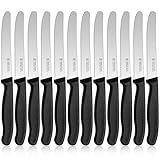 targzier Schwarzes Frühstücksmesser 12 Stück, Brotmesser Wellenschliff,Hochwertige...