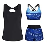 JASAMBAC Badeanzug Damen,3-Teiliger Tankini Damen Bauchweg,...
