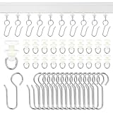 200 Stück Gardinenröllchen für Schienen, 100 Metall Gardinenhaken für Schienen und 100...