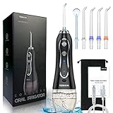 TEBIKIN Munddusche schnurlos tragbar, 5 Modi elektrische Wasserseide für Zähne IPX7...
