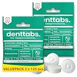 Denttabs Zahnputztabletten Mint mit Fluorid 2 x 125 Stck. für 4 Monate. Die vollwertige...