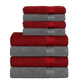 Komfortec 8er Handtuch Set aus 100% Baumwolle, 4 Badetücher 70x140 und 4 Handtücher...