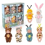 Fiotha , Mini-Babypuppe, Newborn Reborn Baby, 6 Stück Puppen, Waschbares PVC-Material,...