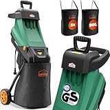 Gardebruk® Gartenhäcksler 3100 W max. 45 mm Aststärke Elektrisch 2X 50 L Auffangbeutel...