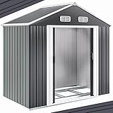 Deuba GARDEBRUK® XL Metall Gerätehaus 2m² mit Fundament 196x132x188cm Schiebetür...