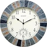 OCEST Gartenuhr Wetterfest, 33 cm Große Wanduhr wasserdichte Outdoor Wanduhr...