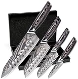 Wolfblood PRO 4er Damastmesser Set XL (33, 31cm 23cm & 19cm) Profi Damast...