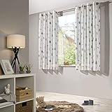 heimtexland ® Vorhang Kindergardine Leinen Optik HxB 175x135 cm Natur Grau Skandinavisch...