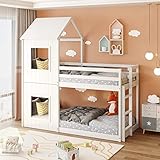FEZTOY Baumhaus Etagenbett 90 x 200 cm, Kajütenbettrahmen, Hochbett mit...