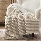 BEDSURE Sherpa Decke Beige - Warme Dicke Kuscheldecke Flauschig, Sofadecke...
