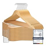 VonBueren 20 x Kleiderbügel Holz | 44,5 x 22 cm je Bügel/Holzbügel | Holzkleiderbügel...