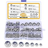 YIYICO Selbstsichernde Muttern Sortiment Sechskantmuttern Sicherungsmuttern 200Stk M3 M4...