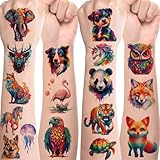 Wasserfarben Tiere Tattoos für Kinder,10 Blätter Kindertattoos Hautfreundlich...