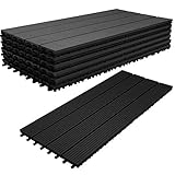 Ikodm WPC Terrassenfliese 30x60 cm, Klickfliese, Balkonfliese, anthrazit, wasserfest,...