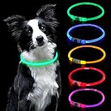 AUAUY LED Leuchthalsband Hund, USB Aufladbar Längenverstellbarer Haustier Sicherheit...