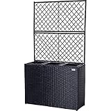 STILISTA® Blumentopf aus Polyrattan mit 2 Rankgittern und 3 herausnehmbaren Innentöpfen,...