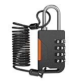 UP Security Ski-Schloss, 4-stelliges Zahlenschloss mit ausziehbarem Kabel (91 cm),...