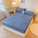Grewod Matratzenschoner Spannbettlaken 150x200cm Höhe 25 cm, Samt Spannbetttuch...