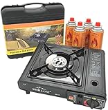 SMH LINE® Campingkocher Gaskocher Set inkl. 4, 8, 12, 16, 20, 24x Gaskartuschen 227g...