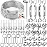 VIPNAJI Drahtseil Edelstahl Set 64pcs, 35m/2mm Stahlseil für Rankhilfe mit M5...