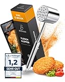 Brendo Edelstahl Fleischklopfer - Ideal für alle Fleischsorten mit Flacher & zackiger...