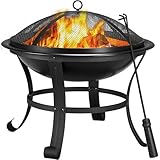Yaheetech Ø 54cm Feuerschale mit Funkenschutz, Outdoor Feuerstelle Feuerkorb, Fire Pit,...
