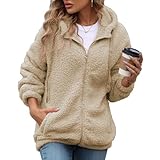 Vipwest Damen-Fleecejacke für Herbst und Winter, durchgehender Reißverschluss,...