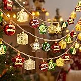 Weihnachtsbeleuchtung Innen - Weihnachtsdeko 3m 20 LED Stern Weihnachtskugeln Lichterkette...