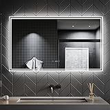 SONNI Badspiegel mit Beleuchtung 120 x 70 cm, Anti-Beschlag LED Badezimmer...