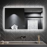 SONNI Badspiegel mit Beleuchtung 120 x 70 cm, Anti-Beschlag LED Badezimmer...