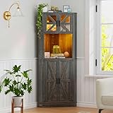 Gurexl LED Sideboard Eckschrank Buffetschrank, Landhausstil küchenschrank Mit...