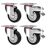 RAVN HAMAN 4er Set Transportrollen 75 mm - Schwerlastrollen mit Bremse bis 50 kg pro Rad -...