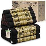 livasia Thaikissen 3 Auflagen Thaiseide - 175x55x8cm - Dreieckskissen mit Klappmatratze,...