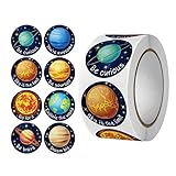 BYUTFA Aufkleber, 500 x Sonnensystem-Aufkleber, realistische Planeten-Etiketten, rund,...