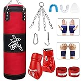 11 PCS Boxsack-Set, Box-Set mit Boxhandschuhen Boxbandagen und Tasche,...