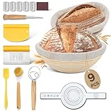 BEWOS 9-teiliges Gärkörbchen für Brot, 25 Cm Gärkorb Oval und 23 Cm Gärkorb...