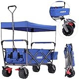 Arebos Bollerwagen faltbar mit Dach | Handwagen | Transportkarre Gerätewagen...