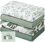 Yoofoss 4er Pack Baby Pucktuch 120x120 cm Mullwindeln aus Baumwolle und Bambus Wickeltuch...