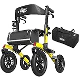 VOCIC Rollator Faltbar und Leicht mit Sitz,Outdoor Rollator mit Gummi-Nonluftbereifung...
