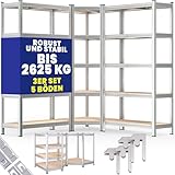 Monzana® 3er Set Schwerlastregal Eckregal 2625 kg 15 MDF-Platten Regal...